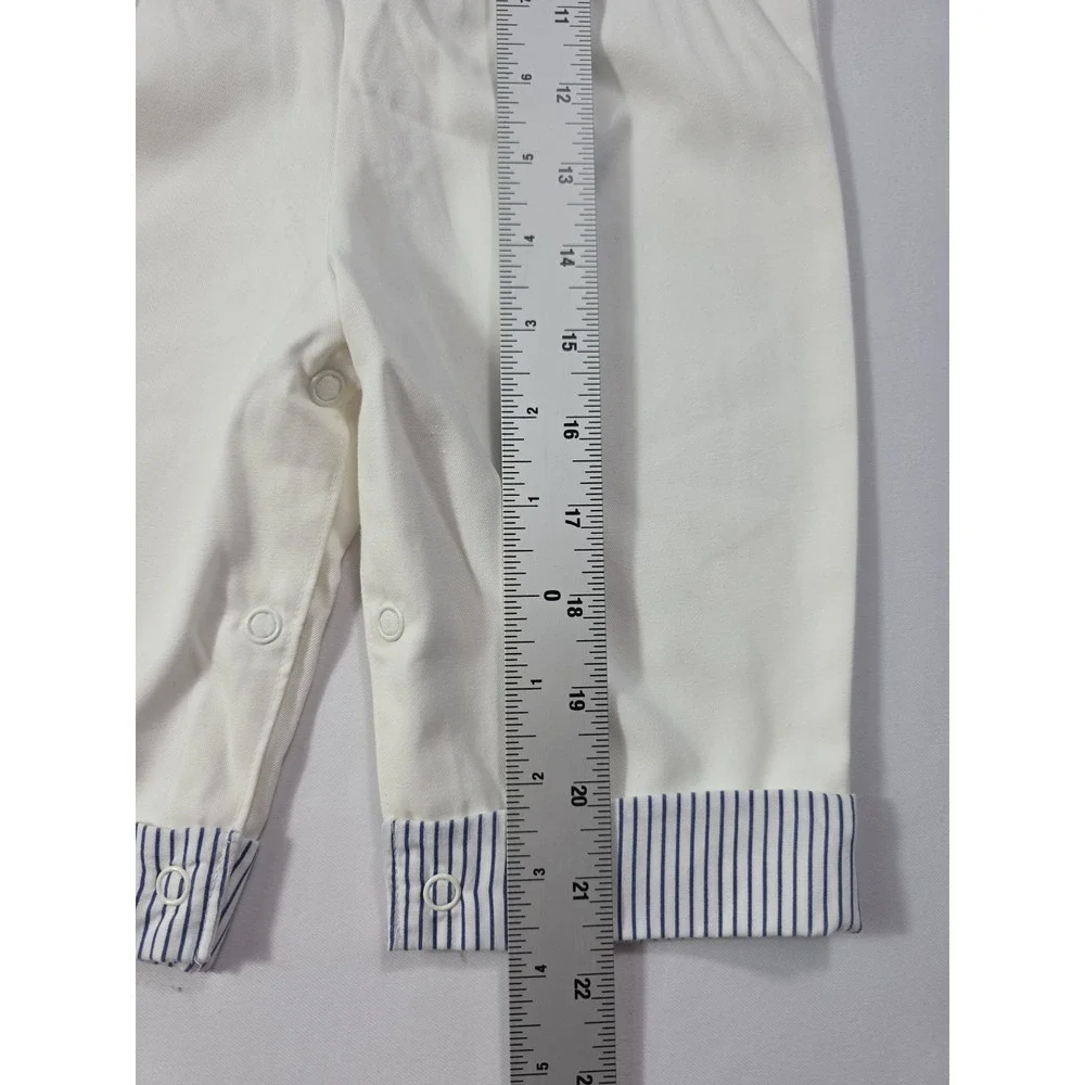 Vintage 1990s Baby Sailboat Nautical Overalls Romper 6-9M White